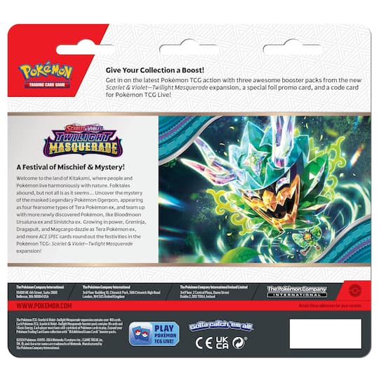 Pokmon Trading Card Game Scarlet & Violet Twilight Masquerade Booster 3 Pack | Michaels Pokmon Trading Card Game Scarlet & Violet Twilight Masquerade Booster 3 Pack | Michaels